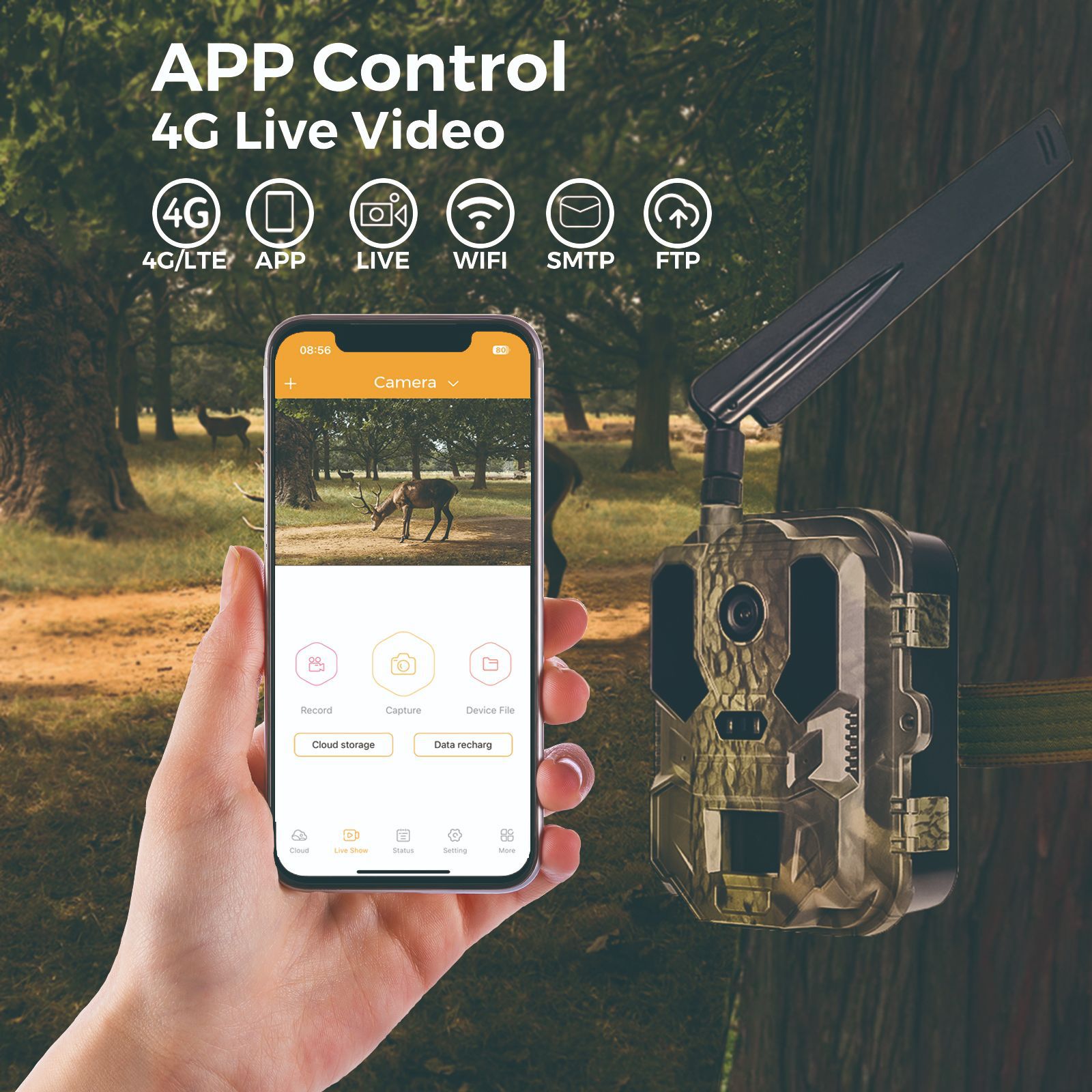 Hunting Outdoor Camera - Kamera leśna 4G z podczerwienią, ekran