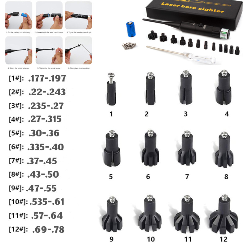 Laser Boresighter Kit - Zestaw taktycznego kolimatora laserowego zielono-czerwonego do
